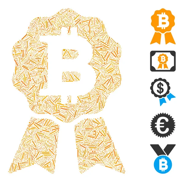 Traço Mosaico Com Base Ícone Selo Certificado Bitcoin Mosaico Vetor —  Vetores de Stock