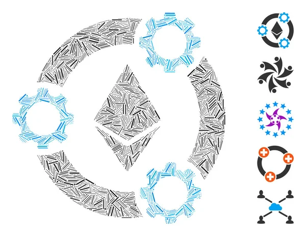 Line Collage Alapján Ethereum Medence Együttműködési Ikon Mozaik Vektor Ethereum — Stock Vector