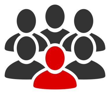 Vektör insanlar düz simge kalabalık. Vektör pictogram biçimi, beyaz arkaplan üzerinde kalabalık simgesi bulunan düz bir semboldür..