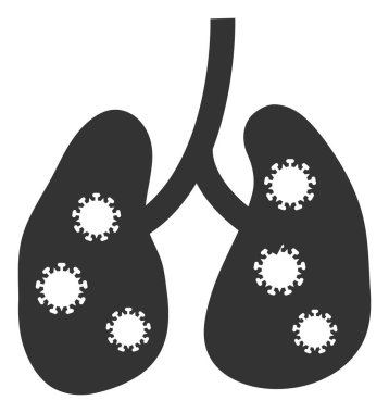 Vektör viral zatürree yassı ikonu. Vektör pictogram biçimi, beyaz zemin üzerinde düz bir viral pnömoni simgesidir..