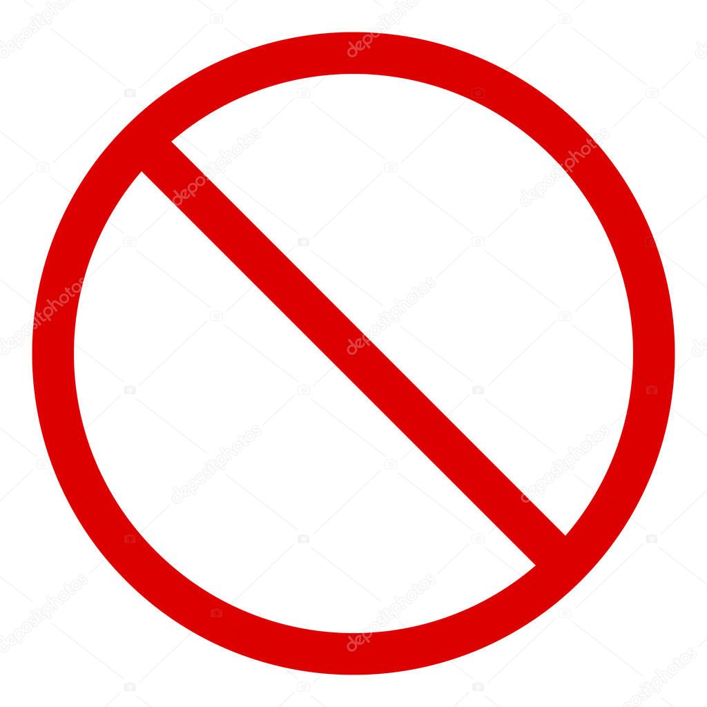 Vector forbidden flat icon. Vector pictograph style is a flat symbol forbidden icon on a white background.
