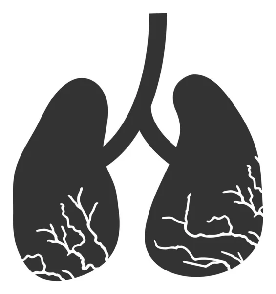 雷斯特肺癌扁平图标 光栅象形文字风格是白色背景上扁平的肺癌图标 — 图库照片