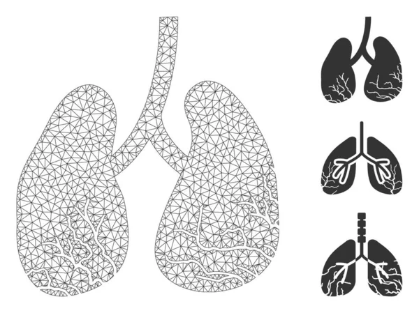 Hálós Tüdőrák Poligonális Vektor Illusztráció Hasított Test Modellje Tüdőrák Lapos — Stock Vector