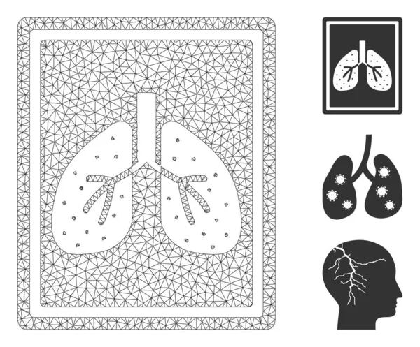 Siatka Płuca Fluorografia Polygonal Wektor Ilustracja Model Jest Tworzony Płuc — Wektor stockowy