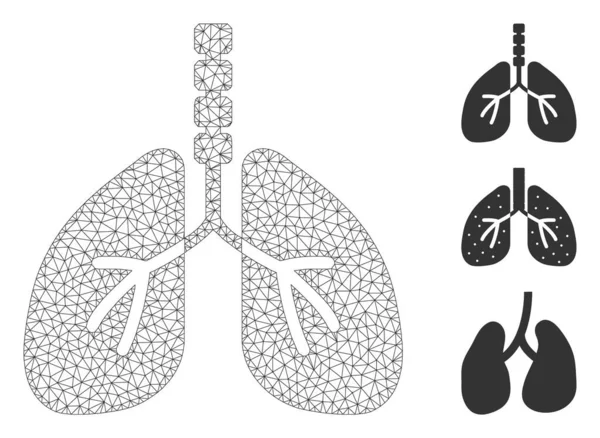 Sistema Respiratorio Malla Poligonal Vector Ilustración Modelo Carcass Basa Icono — Archivo Imágenes Vectoriales