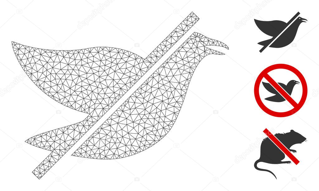 Mesh no bird polygonal icon vector illustration. Abstraction is based on no bird flat icon. Triangle network forms abstract no bird flat model.