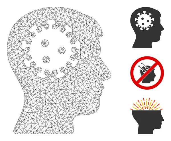 Mesh Mental Coronavirus Polygonal Vector Illustration Carcass Model Based Mental — Stock Vector