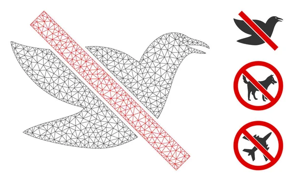 Malla Detener Pájaro Icono Poligonal Ilustración Vectorial Modelo Carcass Basa — Vector de stock