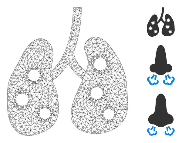 Sieciowe Wirusowe Zapalenie Płuc Wielokątna Ilustracja Wektora Symbolu Model Tuszy — Wektor stockowy