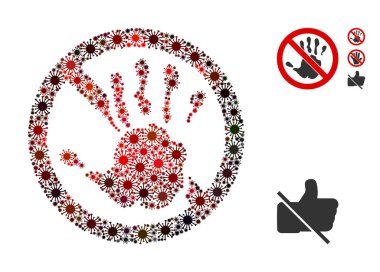 Mozaik, SARS virüs simgelerinden farklı boyutlarda, kırmızı renklerde yapılmış el dokunuşu yok. Vektör viral simgeler soyut mozaik ile birleştirilir. El değmemiş simge. Bazı bonus simgeleri eklenir.