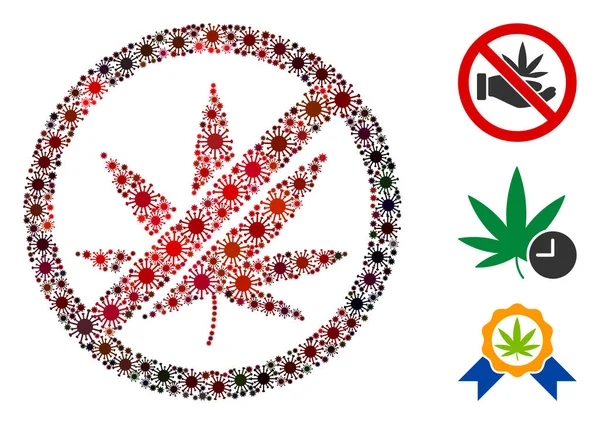 Mosaik Stop Cannabis Vereint Von Grippeviren Symbole Verschiedenen Größen Rote — Stockvektor