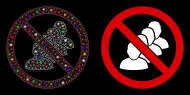 Renkli ağ örgüsü insanları parıltı efektiyle sıraya dizer. İnsanların ikon kuyruğuna girmesini engelleyen soyut aydınlatma modeli. Beyaz tel çerçeve çokgen ağ insanların kuyruk ve taban simgesini durdurur.