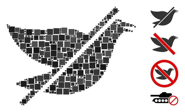 Collage Aucune Icône Oiseau Unie Partir Éléments Carrés Différentes Tailles — Image vectorielle
