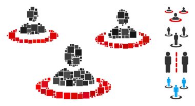 Mozaik Adamlar izolasyon simgesi değişken boyutlarda ve renk renklerinde kare ögelerden birleşti. Vektör karesi ögeleri soyut mozaik erkekler izolasyon ikonu olarak birleştirilir. İkramiye piktogramları yerleştirildi.