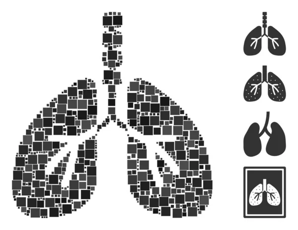 Mozaik Breathe Rendszer Ikon Szervezett Négyzet Elemek Véletlenszerű Méretben Színárnyalatok — Stock Vector