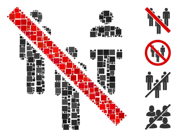 Mosaic Forbidden Men Group Icon Aus Quadratischen Gegenständen Verschiedenen Größen — Stockvektor