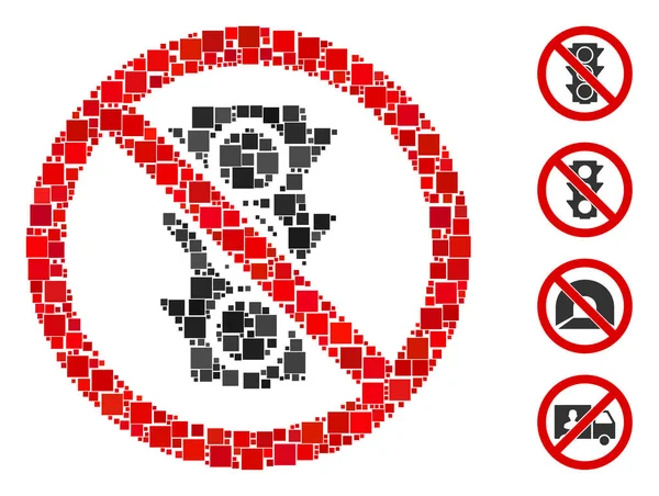 Mosaic Geen Verkeerslichten Pictogram Ontworpen Uit Vierkante Items Verschillende Maten — Stockvector