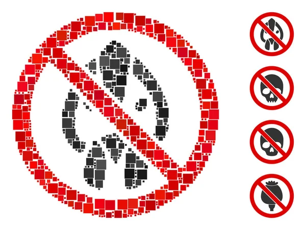 Mosaic Geen Kip Hoofd Pictogram Gemaakt Van Vierkante Items Variabele — Stockvector