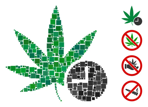 Collage Weed Time Icon Organisiert Aus Quadratischen Elementen Zufälligen Größen — Stockvektor