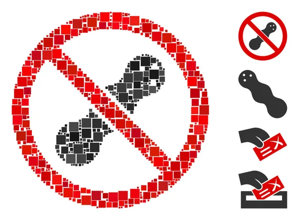 Collage Geen Pinda Pictogram Samengesteld Uit Vierkante Items Willekeurige Maten — Stockvector