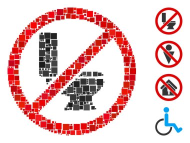 Kolaj Değişken boyutlarda ve renk tonlarında kare elementlerden düzenlenmiş klozet kutusu simgesi yok. Vektör karesi ögeleri soyut mozaik şeklinde düzenlenir, klozet simgesi değil. İkramiye simgeleri yerleştirildi.
