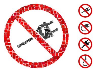 Mozaik. Rastgele boyutlarda ve renk tonlarında kare elementlerden oluşan elektrik kablosu simgesi yok. Vektör kare parçaları soyut mozaik şeklinde, elektrik kablosu simgesi yok. İkramiye piktogramları yerleştirildi.