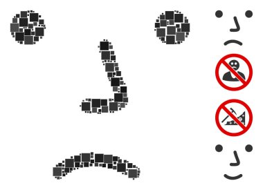 Kolaj Sıkıcı simgesi rastgele boyutlarda ve renk renklerinde kare ögelerden inşa edilmiştir. Vektör kare parçaları soyut kolaj sıkılmış simgesi olarak gruplandırılır. İkramiye simgeleri eklendi.