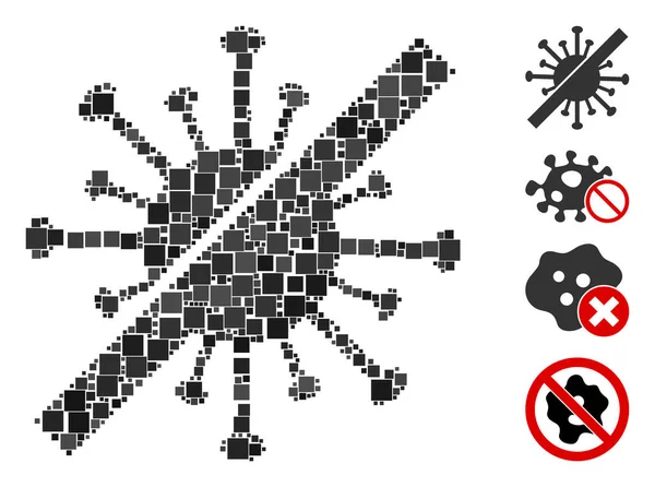 Colagem Desinfete Ícone Coronavírus Composto Por Itens Quadrados Tamanhos Variáveis —  Vetores de Stock