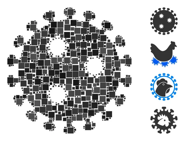 Піктограма Вірусу Грипу Мозаїки Єднана Квадратних Предметів Різних Розмірів Кольорових — стоковий вектор
