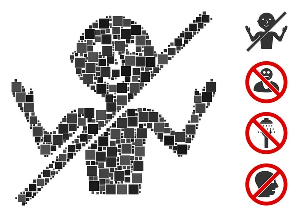Mosaïque Aucune Icône Gourou Unie Partir Éléments Carrés Différentes Tailles — Image vectorielle