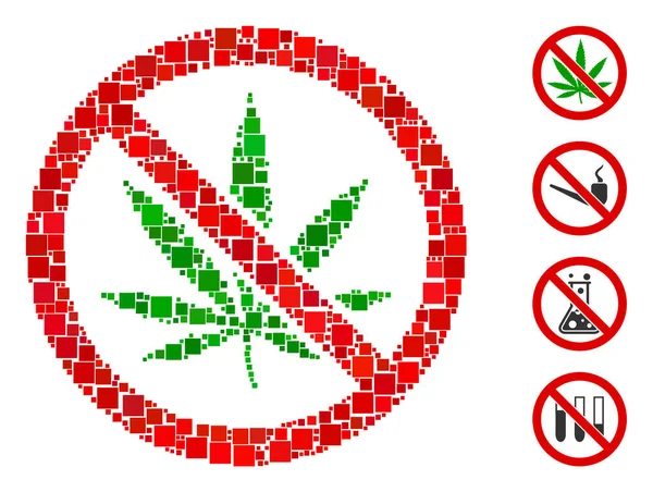 Mosaik Kein Marihuana Symbol Vereint Aus Quadratischen Elementen Variablen Größen — Stockvektor
