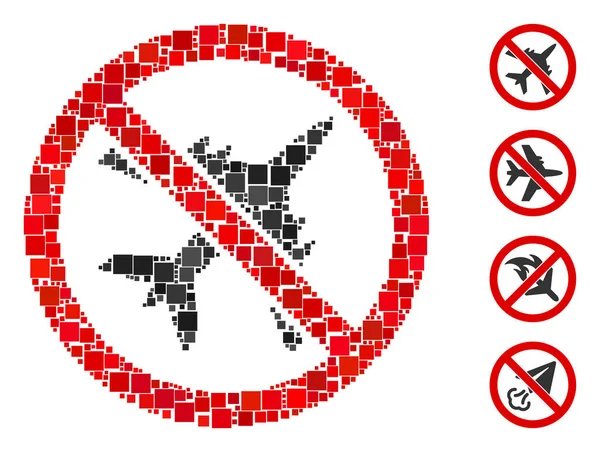 Collage Aucune Icône Avion Unie Partir Éléments Carrés Dans Des — Image vectorielle