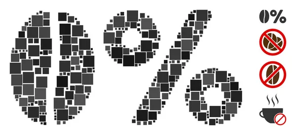Collage Zero Koffein Symbol Bestehend Aus Quadratischen Elementen Verschiedenen Größen — Stockvektor