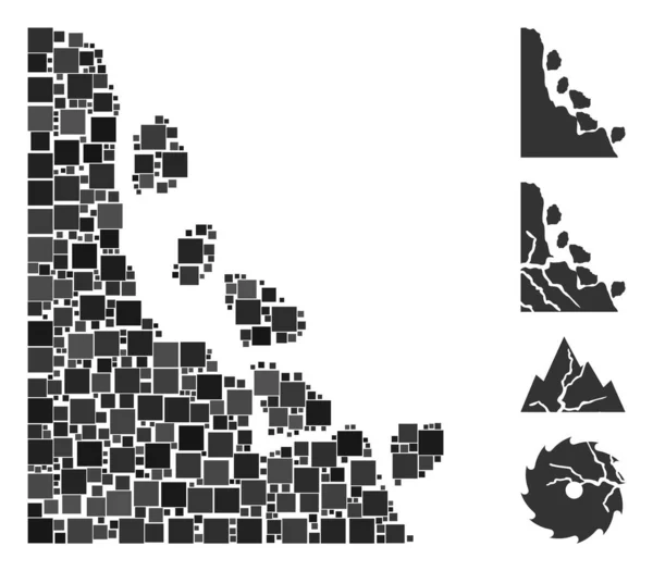 Иконка Мозаика Нестабильные Камни Организована Квадратов Различных Размеров Цветовых Оттенков — стоковый вектор