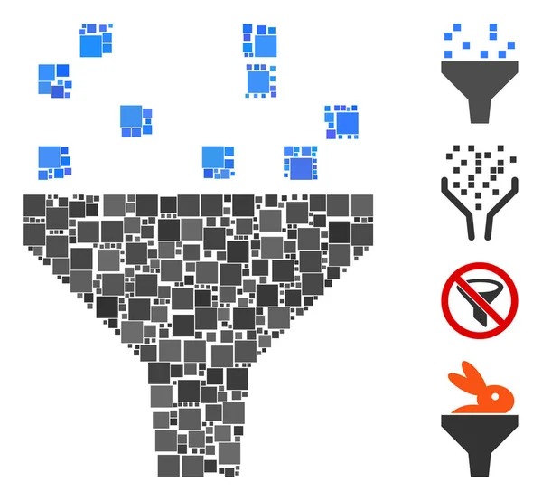Mosaik Datafilter Ikon Designad Från Fyrkantiga Objekt Slumpmässiga Storlekar Och — Stock vektor