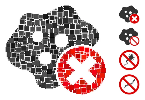 Collage Stop Μόλυνση Εικονίδιο Οργανωμένη Από Τετράγωνα Στοιχεία Διάφορα Μεγέθη — Διανυσματικό Αρχείο