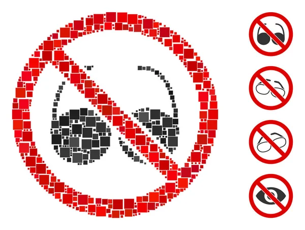 Colagem Nenhum Ícone Óculos Composto Por Itens Quadrados Diferentes Tamanhos —  Vetores de Stock