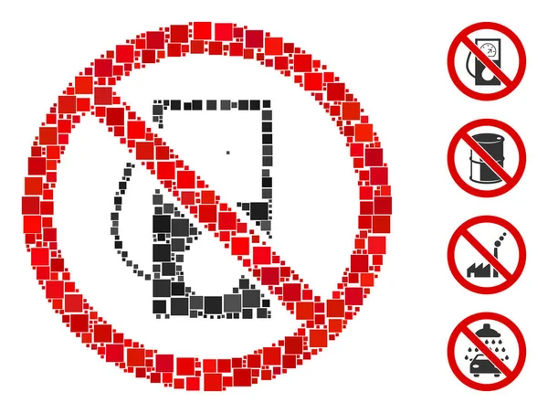 Mozaika Nie Ikony Stacji Benzynowej Zaprojektowane Elementów Kwadratowych Różnych Rozmiarach — Wektor stockowy