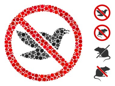 Mozaik Durdurma kuş simgesi farklı boyutlarda, konumlarda ve oranlarda küresel nesnelerden inşa edilmiştir. Vektör küresel ögeler soyut mozaik durdurma kuş simgesi olarak birleştirilir.