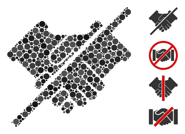 Collage Verboden Handdruk Pictogram Georganiseerd Uit Ronde Elementen Verschillende Maten — Stockvector