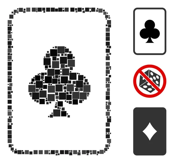 Ψηφιδωτό Clubs Εικονίδιο Κάρτας Τυχερών Παιχνιδιών Κατασκευασμένο Από Τετράγωνα Στοιχεία — Διανυσματικό Αρχείο