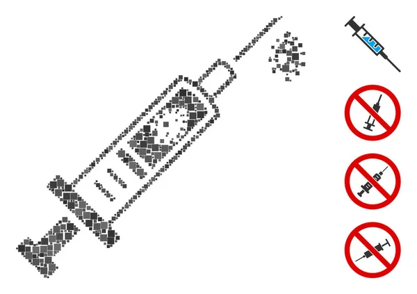 Ikona Mozaika Vakcína Složená Čtvercových Položek Náhodných Velikostech Barevných Odstínech — Stockový vektor