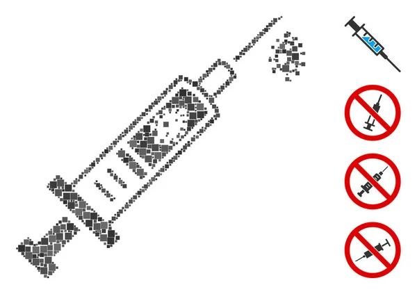 Ícone Vacina Mosaico Composto Por Itens Quadrados Tamanhos Aleatórios Tons —  Vetores de Stock