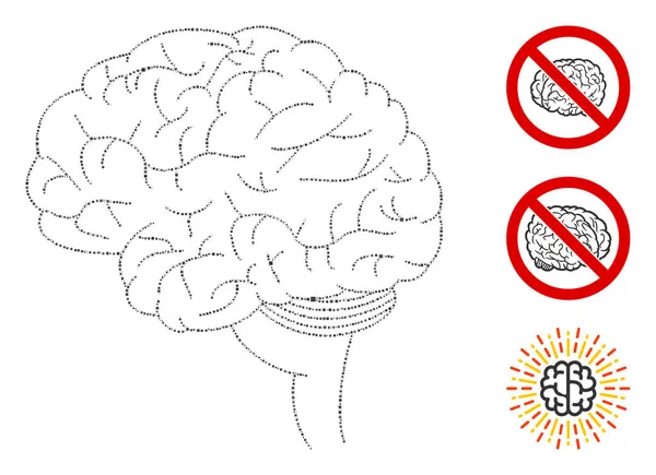 Ícone Cérebro Mosaico Organizado Partir Elementos Quadrados Diferentes Tamanhos Tons — Vetor de Stock