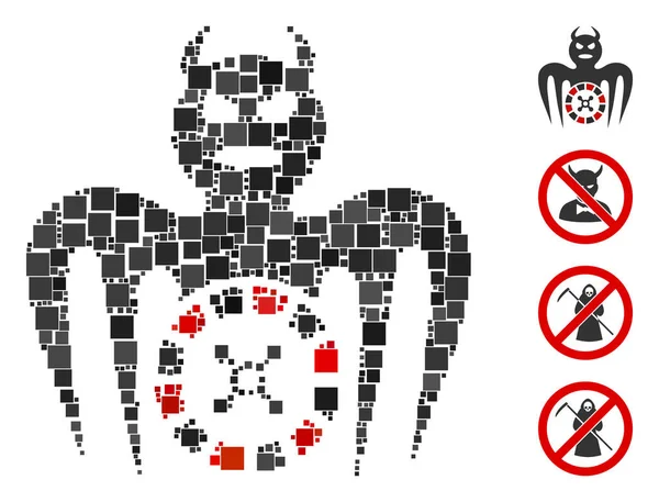 Icona Del Diavolo Dello Spettro Della Roulette Del Collage Organizzata — Vettoriale Stock