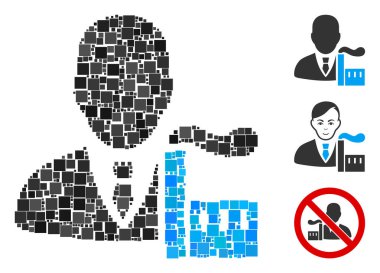 Kolaj Kapitalist oligarşi simgesi farklı boyutlarda ve renk renklerinde kare elementlerden inşa edilmiştir. Vektör kare elementler soyut kompozisyon kapitalist oligarşi simgesi olarak düzenlenir.