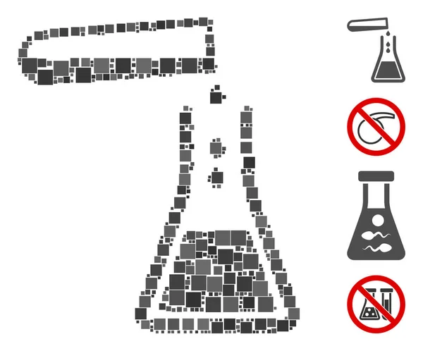 马赛克液体输液图标是由方块组成的 大小和颜色都是随机的 矢量平方项被组织成抽象的组合液体输液图标 增加了额外的图标 — 图库矢量图片