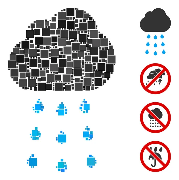 Mosaico Icono Nube Lluvia Construido Partir Elementos Cuadrados Varios Tamaños — Archivo Imágenes Vectoriales