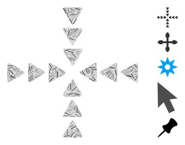 Çizgi kolajı iç yön simgesi rastgele boyutlarda ve renk renklerinde düz elementlerden oluşur. Vektör çizgisi elementleri soyut kolaj iç yön simgesi oluşturulur. İkramiye simgeleri eklendi.