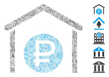 Çeşitli boyutlarda ve renk renklerinde dar ögelerden düzenlenmiş doğrusal mozaik rublem depolama simgesi. Vektör doğrusal ögeler soyut mozaik rublem depolama simgesi olarak gruplandırılır. İkramiye simgeleri eklendi.